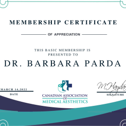 Canadian Assocation od Medical Aesthetics - Dr Barbara Parda