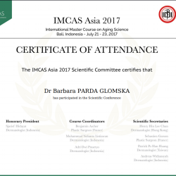 Bali 2017, Certyfikat IMCAS dr Barbara Parda