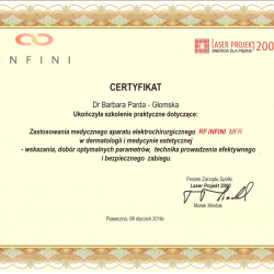 Certyfikat dr Parda, Piaseczno 2016 - RF INFINI MFR