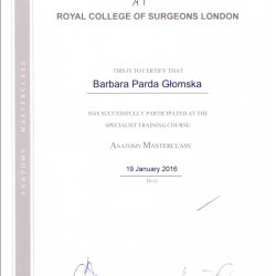 Certyfikat dr Parda, Londyn 2016
