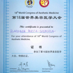 Światowy Kongres Medycyny Estetycznej - Certyfikat dr Parda