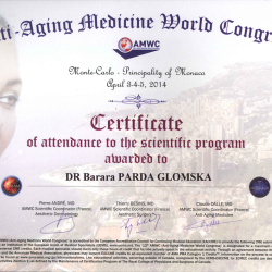 Certyfikat z Medycyny Przeciwstarzeniowej Monte-Carlo 2014