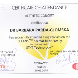 Certyfikat Aesthetic Concept Warszawa 2014
